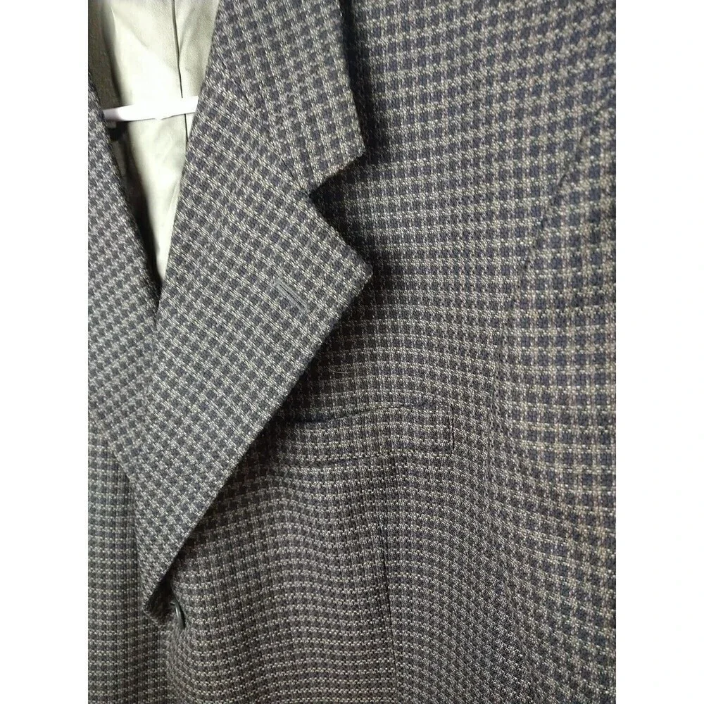 Miltons Vintage Three Button Collared Pocket Brown Gingham Suit Jacket Size 42S
